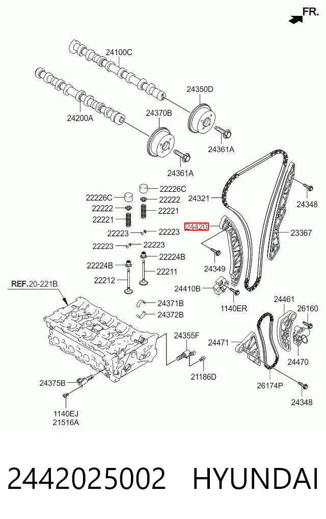 2442025002 Hyundai/Kia Башмаки цепи ГРМ