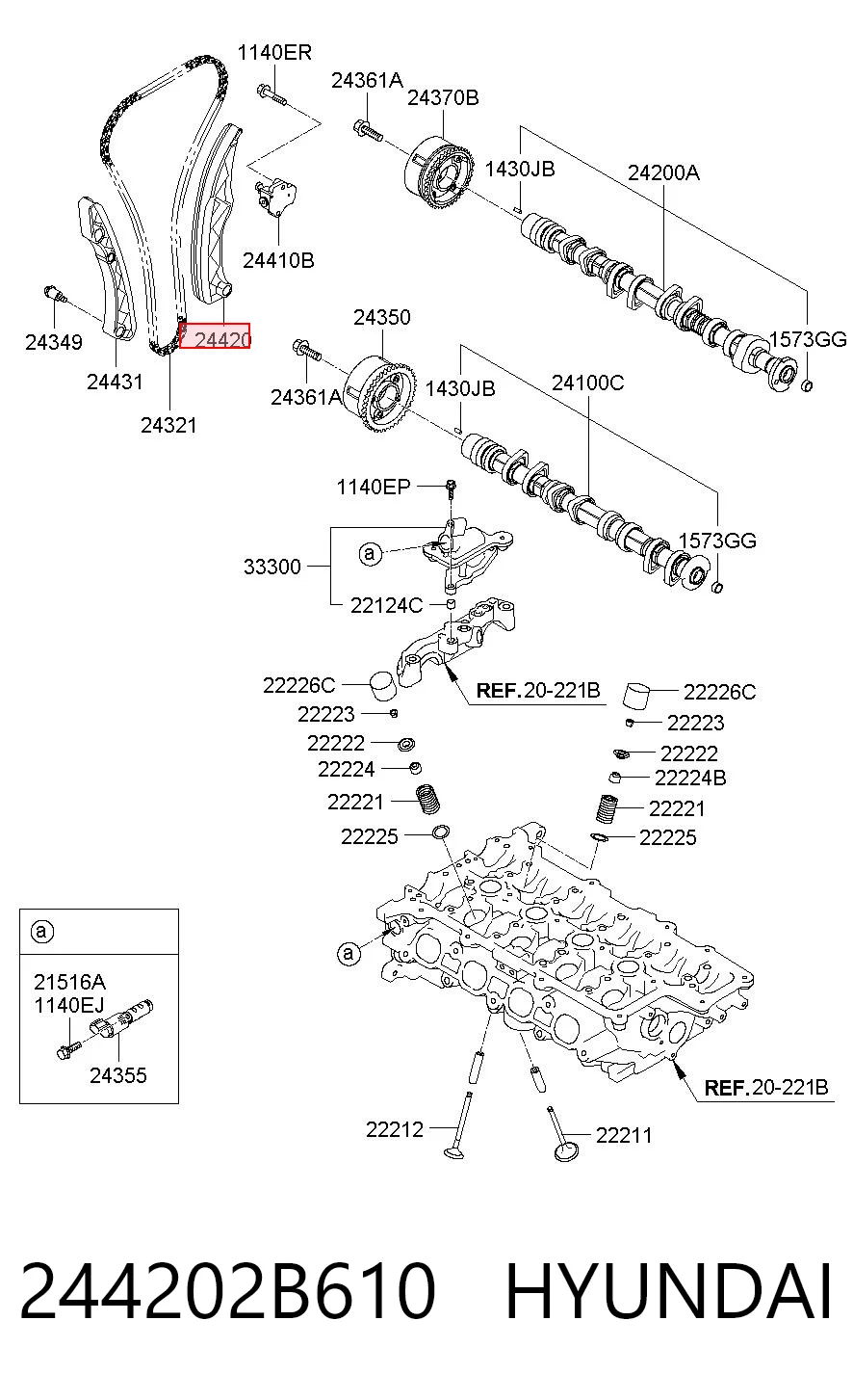 244202B610 Hyundai/Kia Башмаки цепи ГРМ