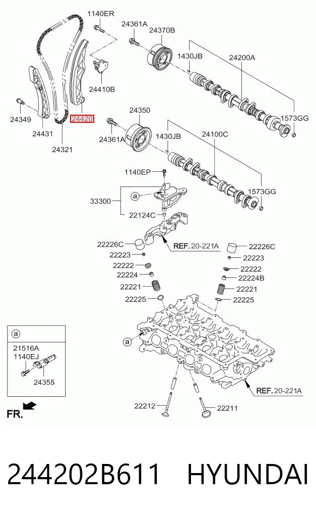 244202B611 Hyundai/Kia Башмаки цепи ГРМ