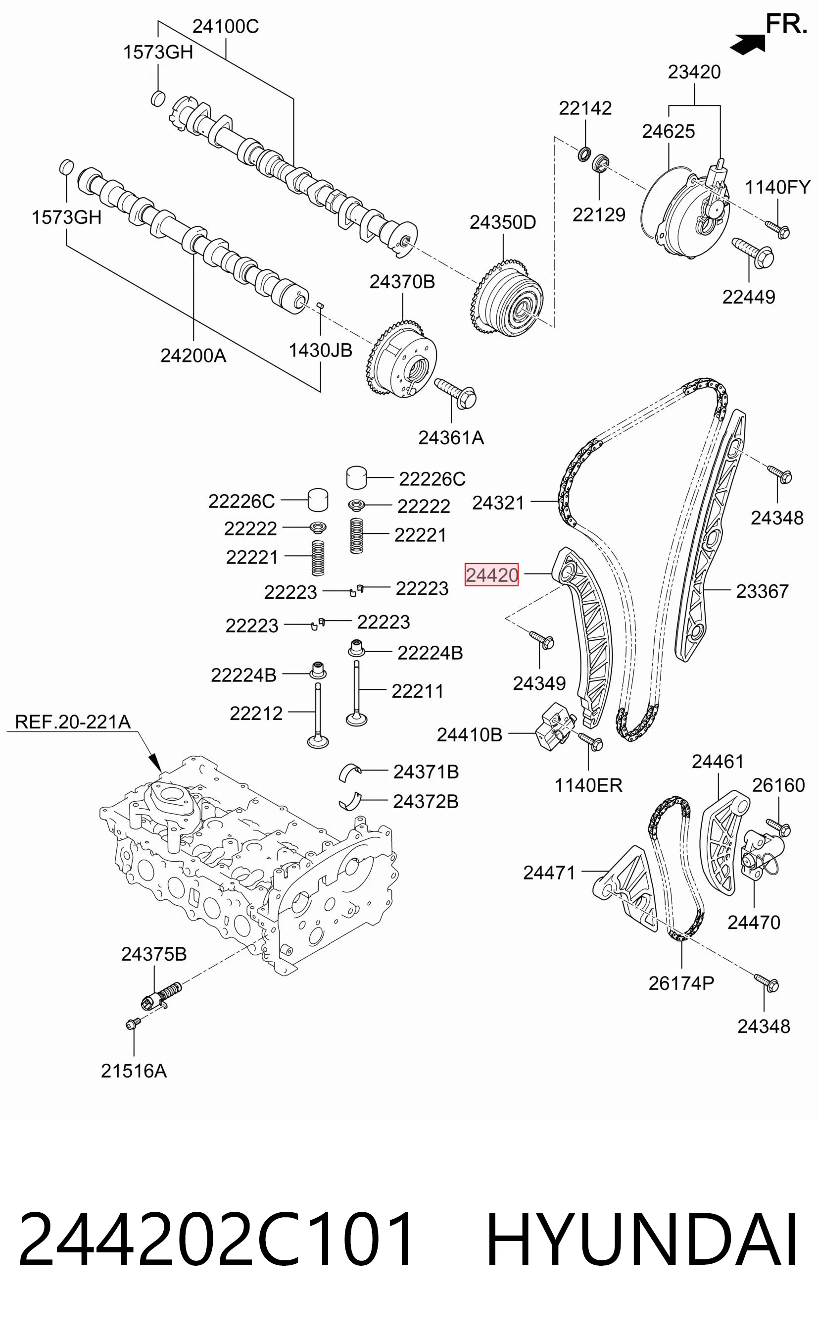 244202C101 Hyundai/Kia Башмаки цепи ГРМ