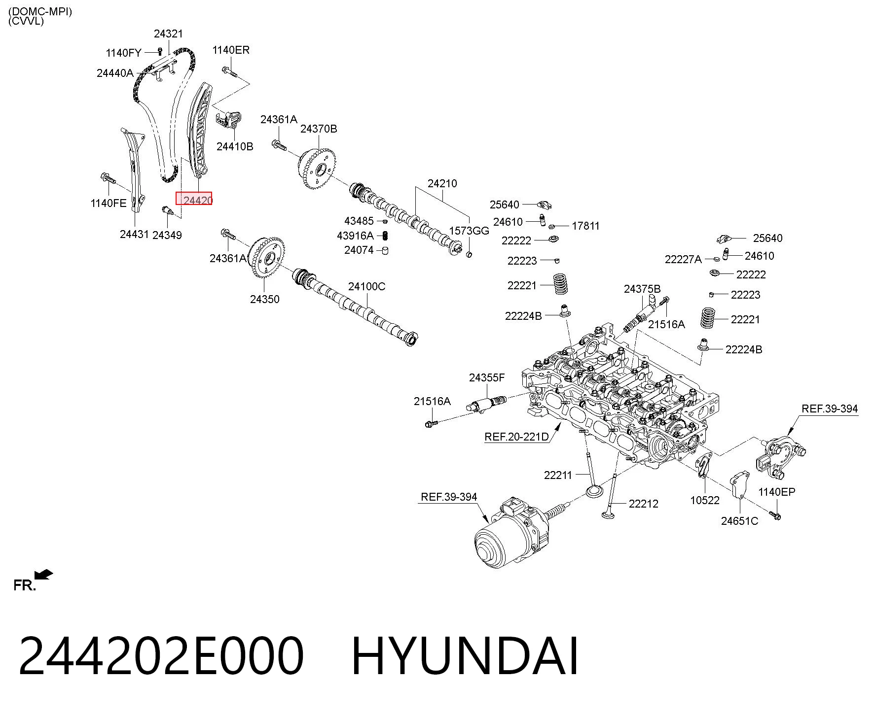 244202E000 Hyundai/Kia Успокоитель цепи ГРМ, правый