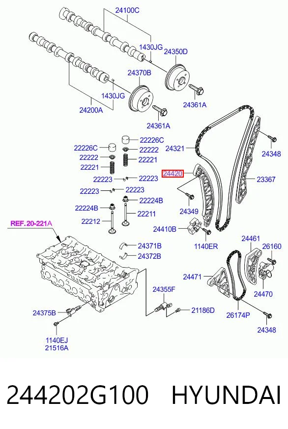 244202G100 Hyundai/Kia Башмаки цепи ГРМ