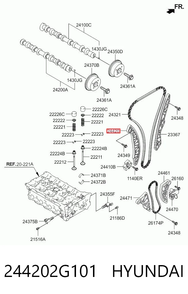 244202G101 Hyundai/Kia Успокоитель цепи ГРМ, левый