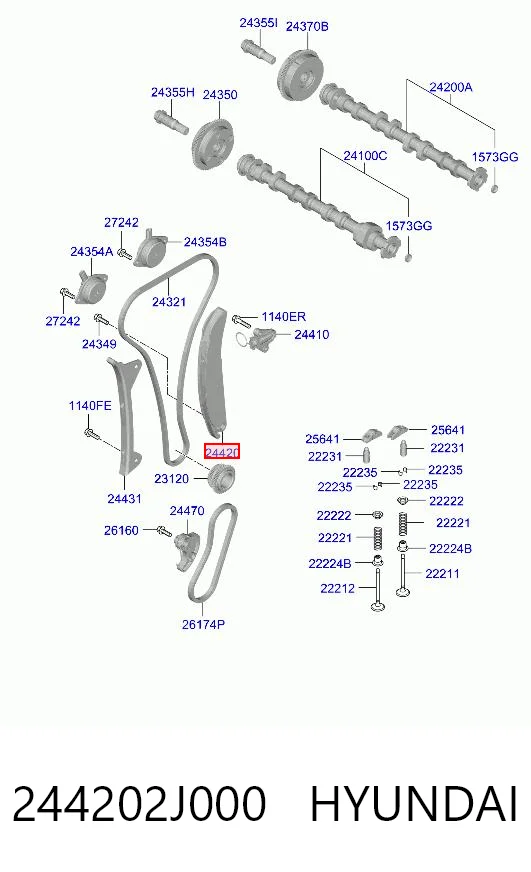 244202J000 Hyundai/Kia Башмаки цепи ГРМ