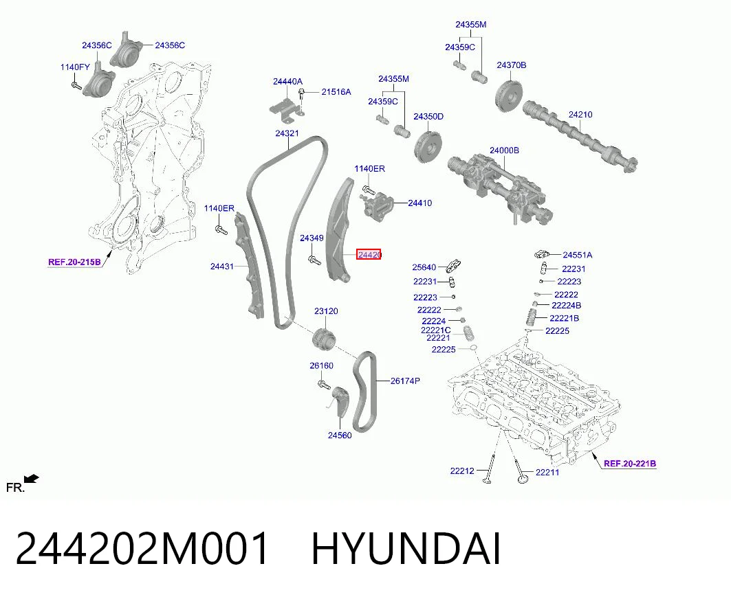 244202M001 Hyundai/Kia Башмаки цепи ГРМ