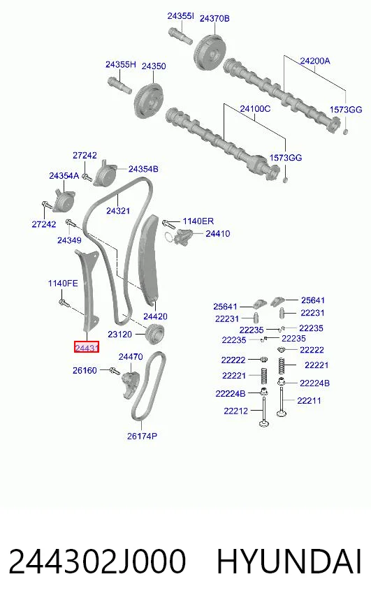 244302J000 Hyundai/Kia Успокоитель цепи ГРМ, левый