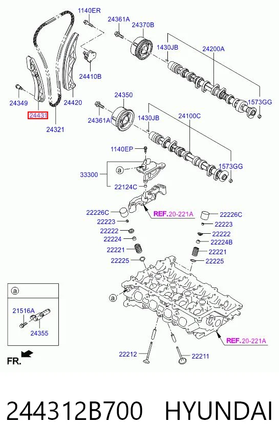 244312B700 Hyundai/Kia Планка успокоителя цепи ГРМ