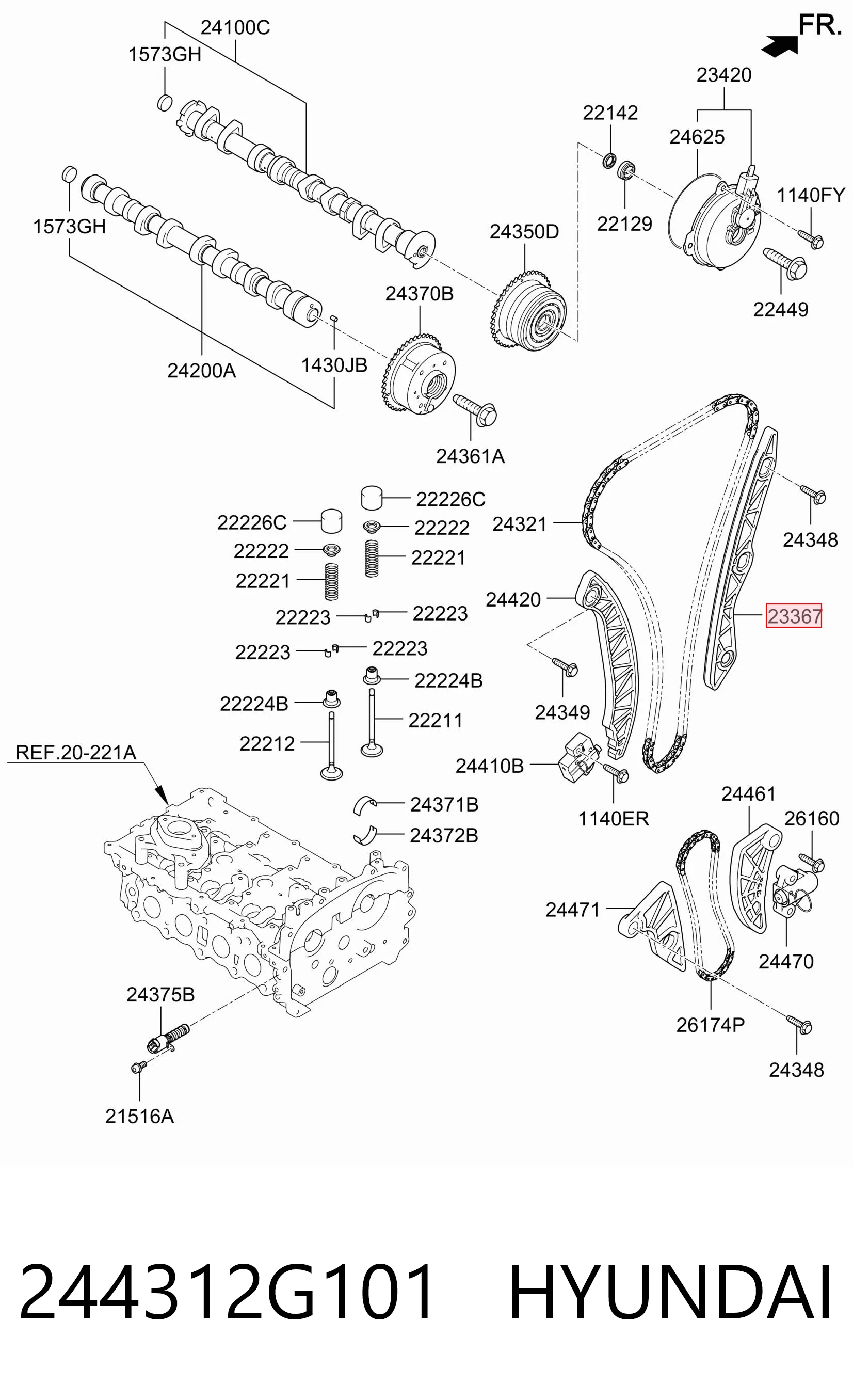 244312G101 Hyundai/Kia Планка успокоителя цепи ГРМ