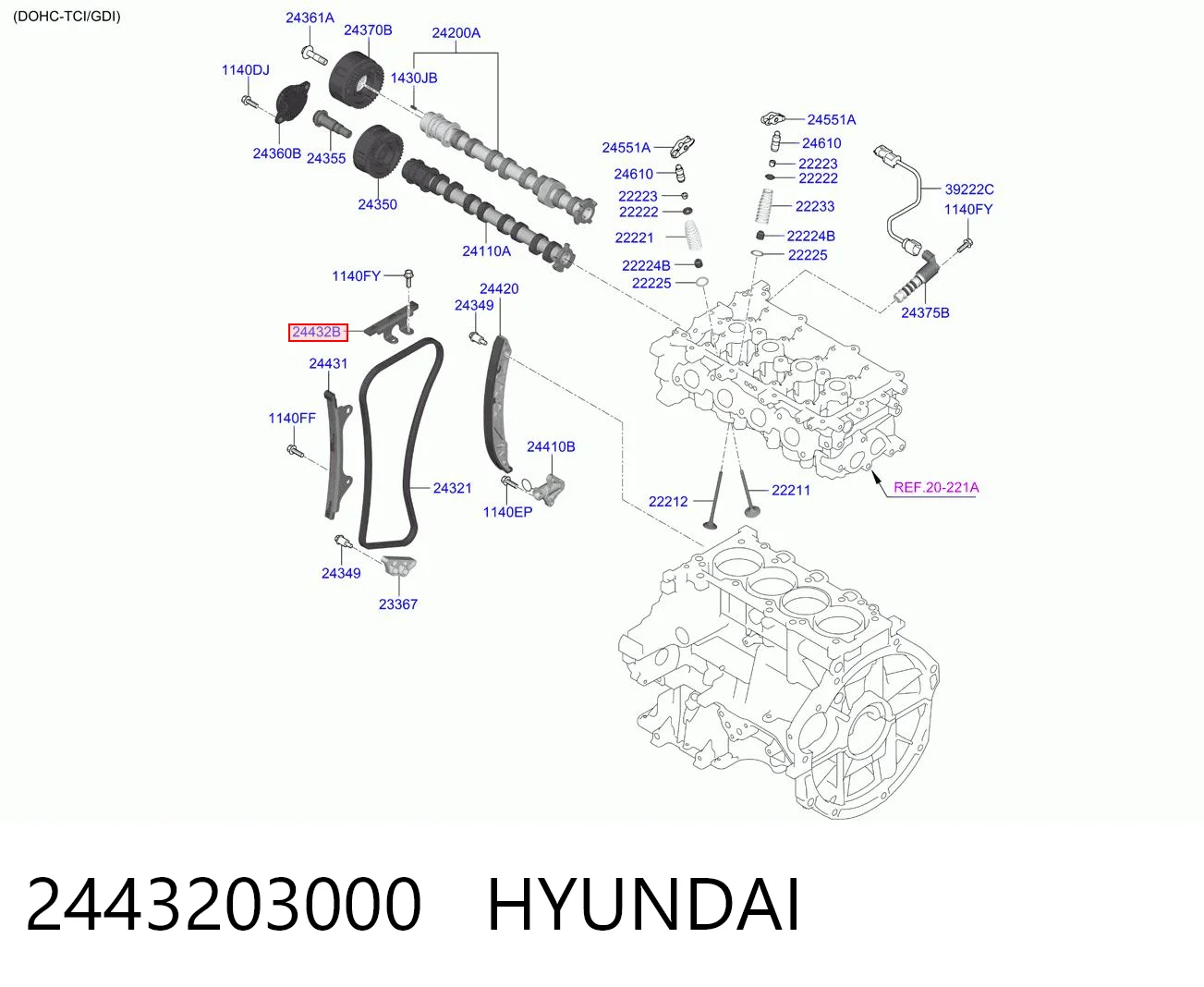 2443203000 Hyundai/Kia Успокоитель ГРМ, цепи распредвалов