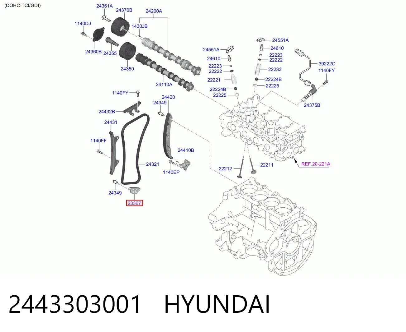 2443303001 Hyundai/Kia Гидронатяжитель цепи