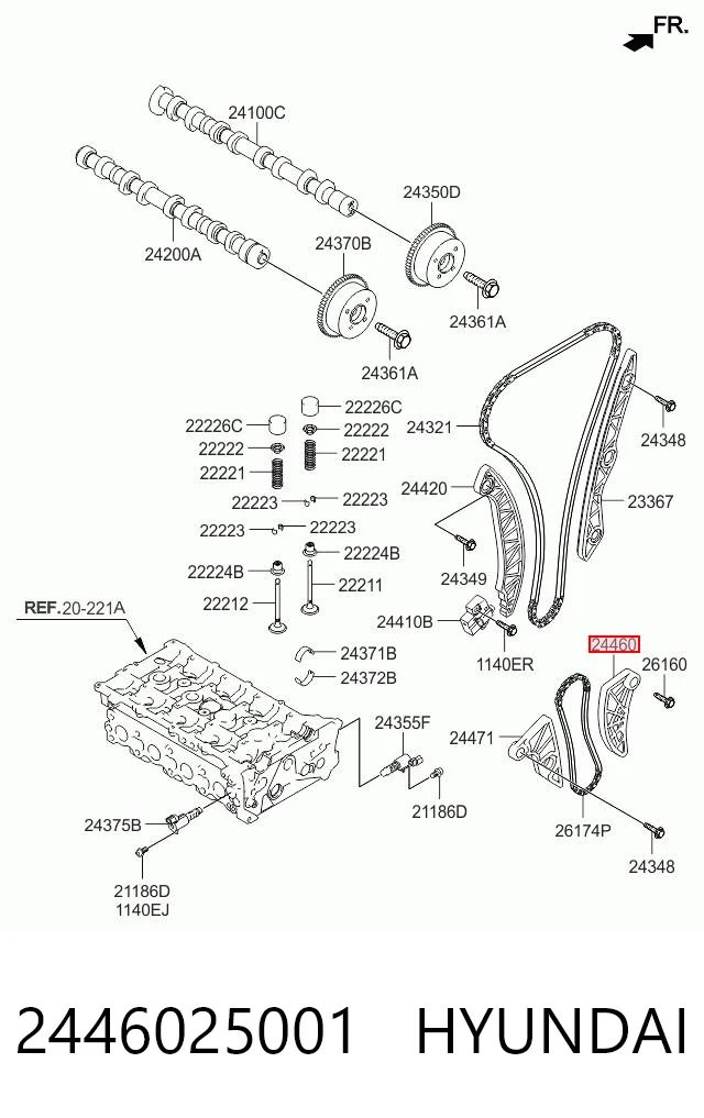 2446025001 Hyundai/Kia Натяжитель цепи насоса масляного