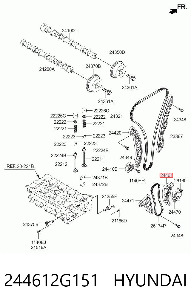 244612G151 Hyundai/Kia Успокоитель цепи масляного насоса