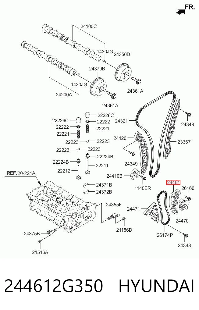 244612G350 Hyundai/Kia Цепь масляного насоса, комплект