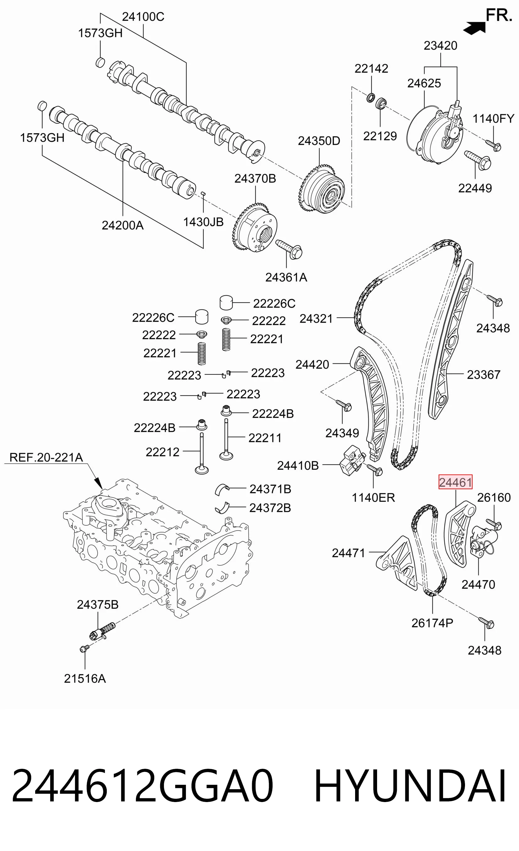 244612GGA0 Hyundai/Kia Успокоитель цепи масляного насоса