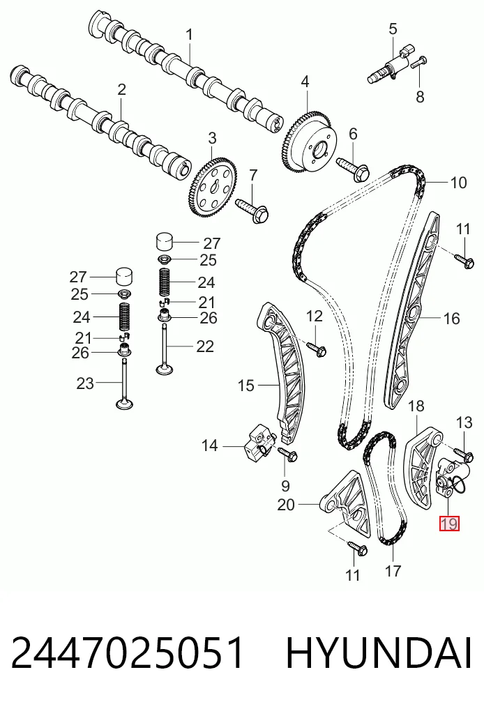 2447025051 Hyundai/Kia Натяжитель цепи насоса масляного
