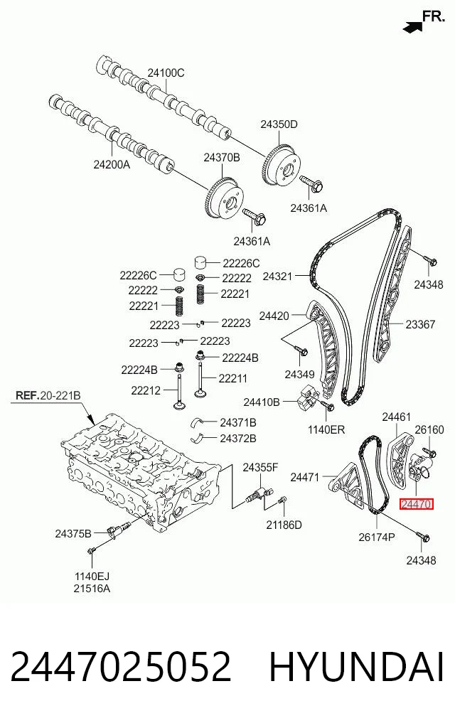 2447025052 Hyundai/Kia Натяжитель цепи насоса масляного