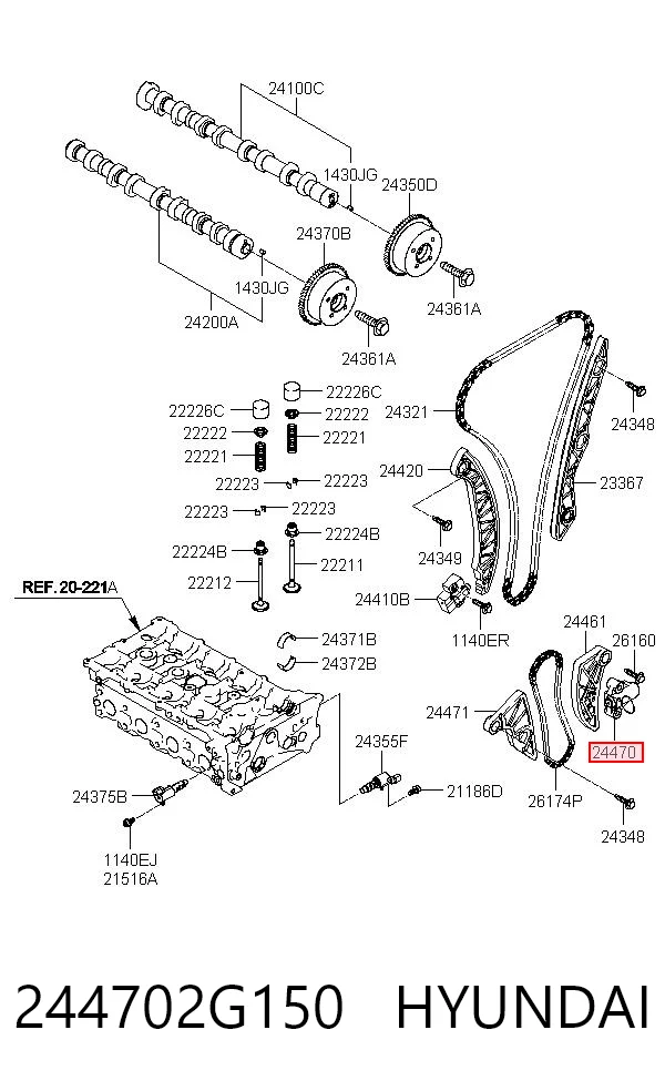 244702G150 Hyundai/Kia Натяжитель цепи насоса масляного