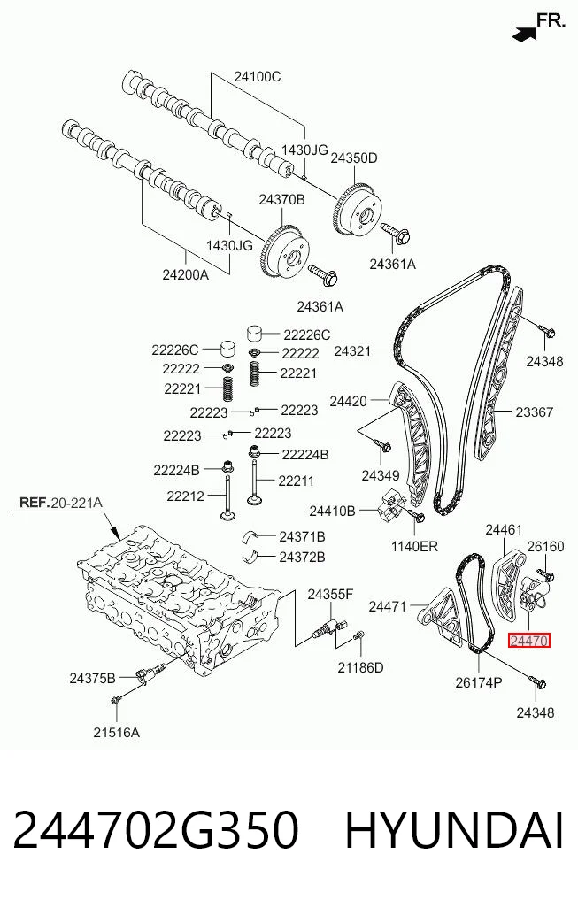 244702G350 Hyundai/Kia Цепь масляного насоса, комплект