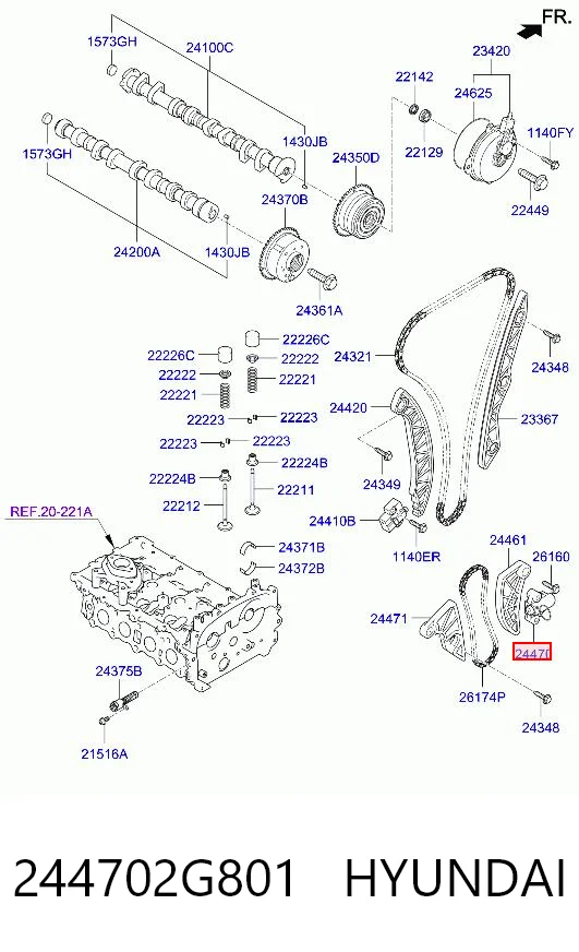 244702G801 Hyundai/Kia Натяжитель цепи насоса масляного