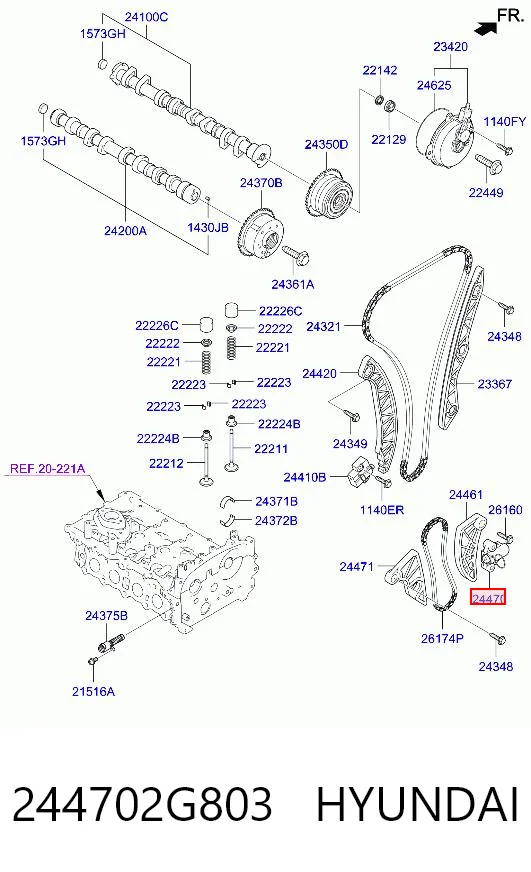 244702G803 Hyundai/Kia Натяжитель цепи насоса масляного
