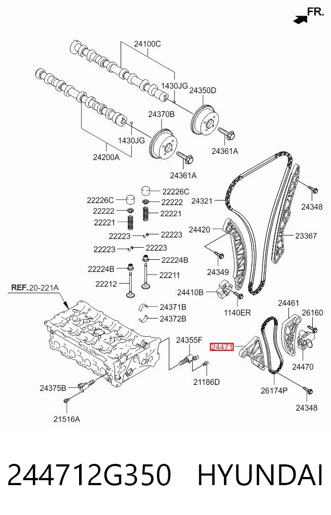 244712G350 Hyundai/Kia Успокоитель цепи масляного насоса