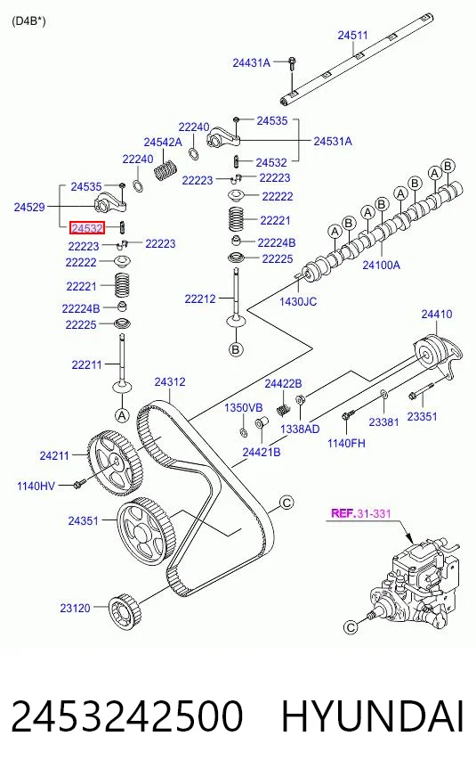 2453242500 Hyundai/Kia Болт рокера клапана
