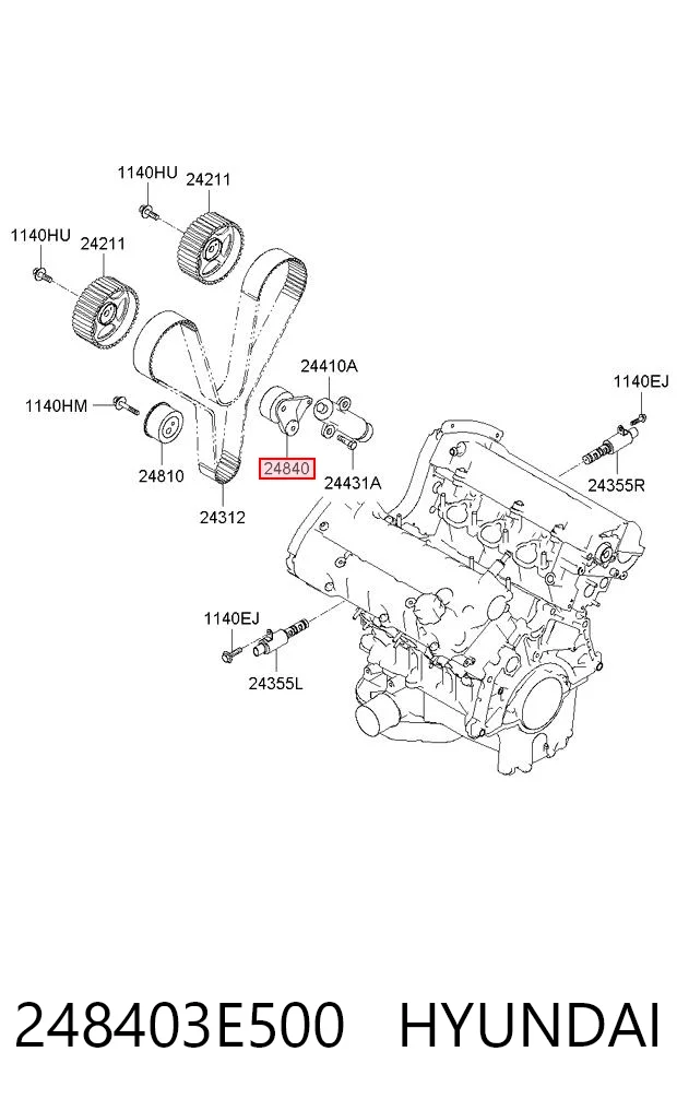 248403E500 Hyundai/Kia Ролик натяжителя ремня ГРМ