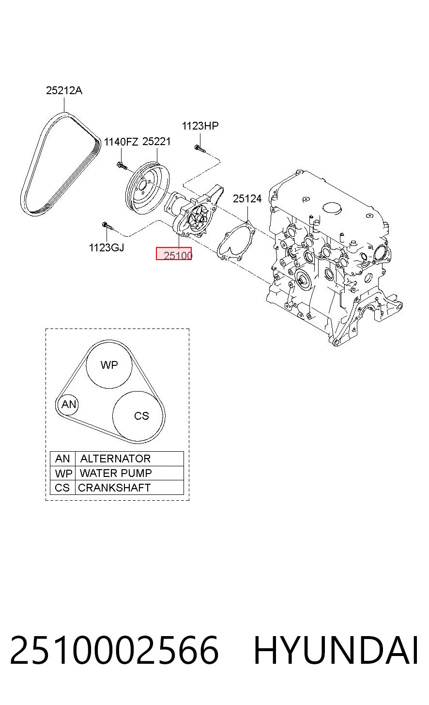 2510002566 Hyundai/Kia Насос водяной