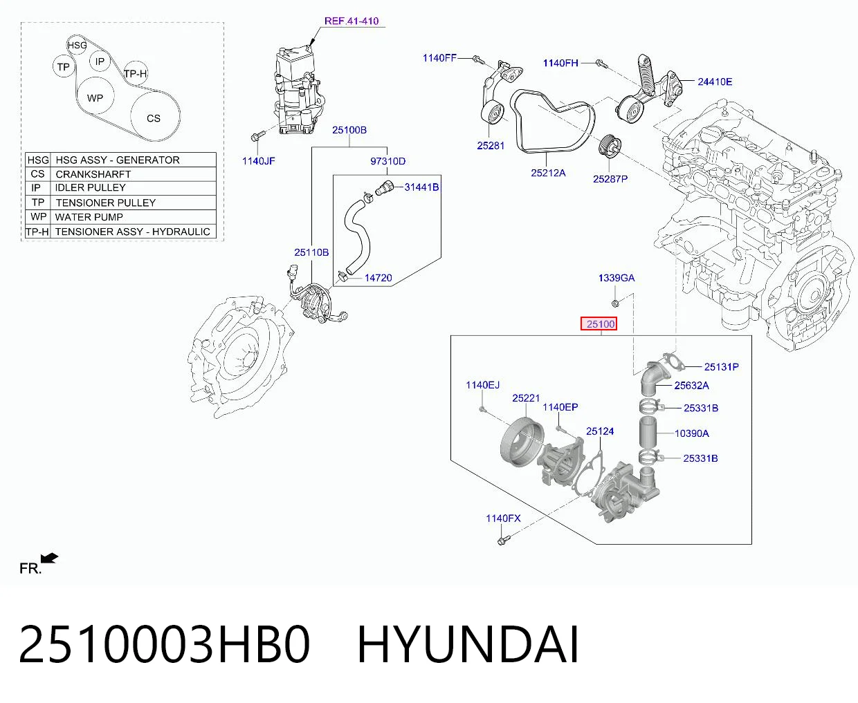 2510003HB0 Hyundai/Kia Насос водяной