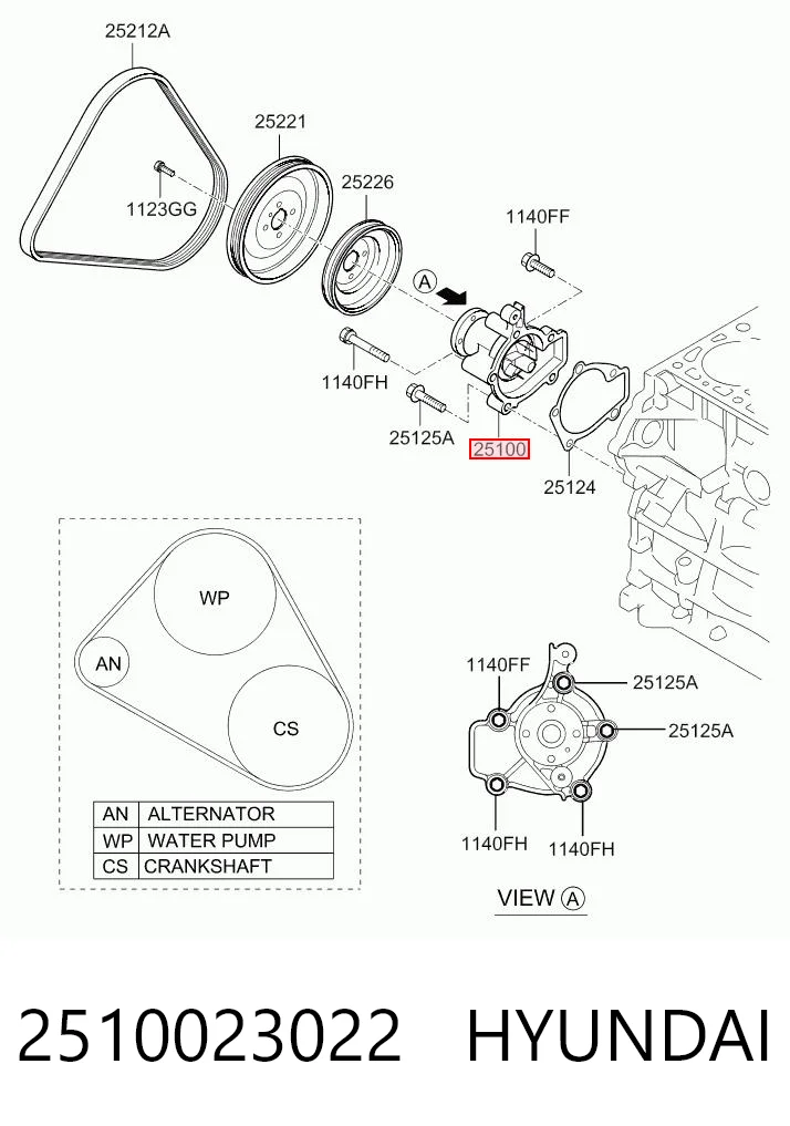 2510023022 Hyundai/Kia Насос водяной