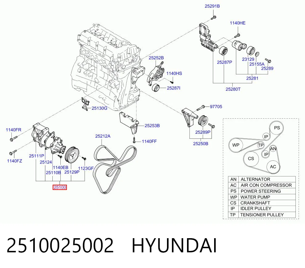 2510025002 Hyundai/Kia Водяной насос охлаждения, с корпусом