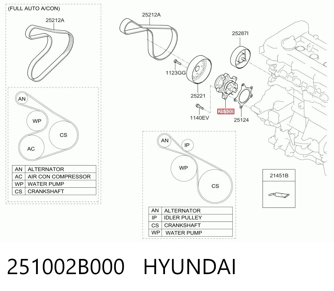 251002B000 Hyundai/Kia Насос водяной
