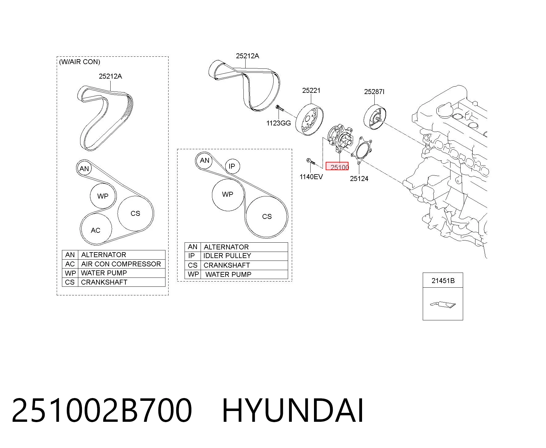 251002B700 Hyundai/Kia Насос водяной
