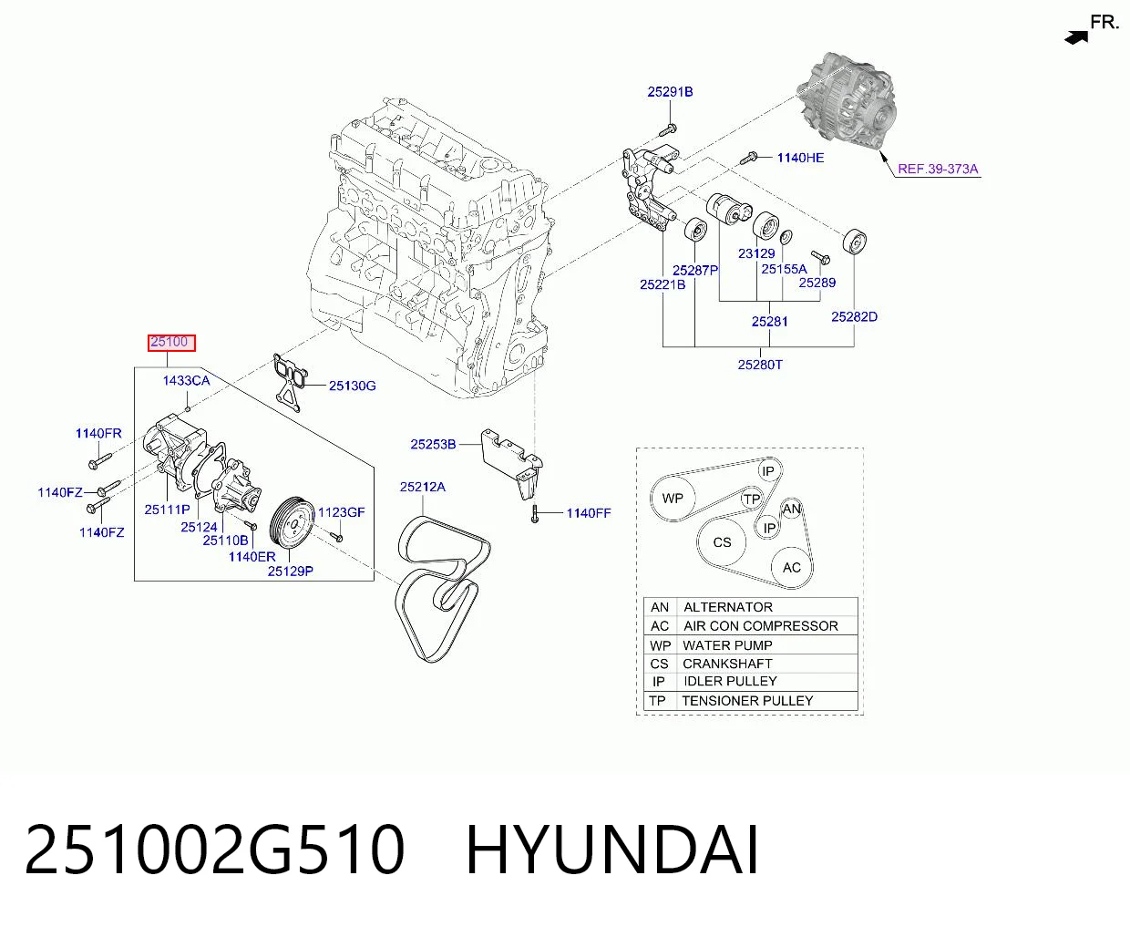 251002G510 Hyundai/Kia Водяной насос охлаждения, с корпусом