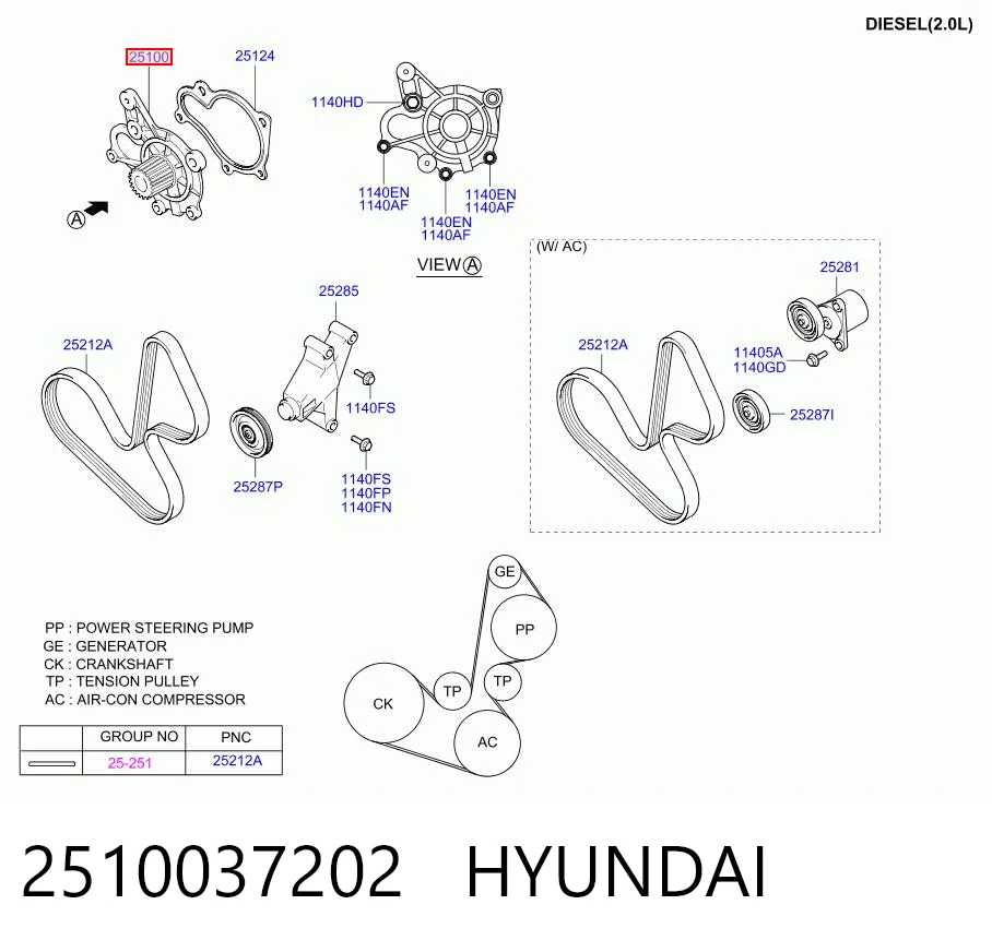 2510037202 Hyundai/Kia Насос водяной