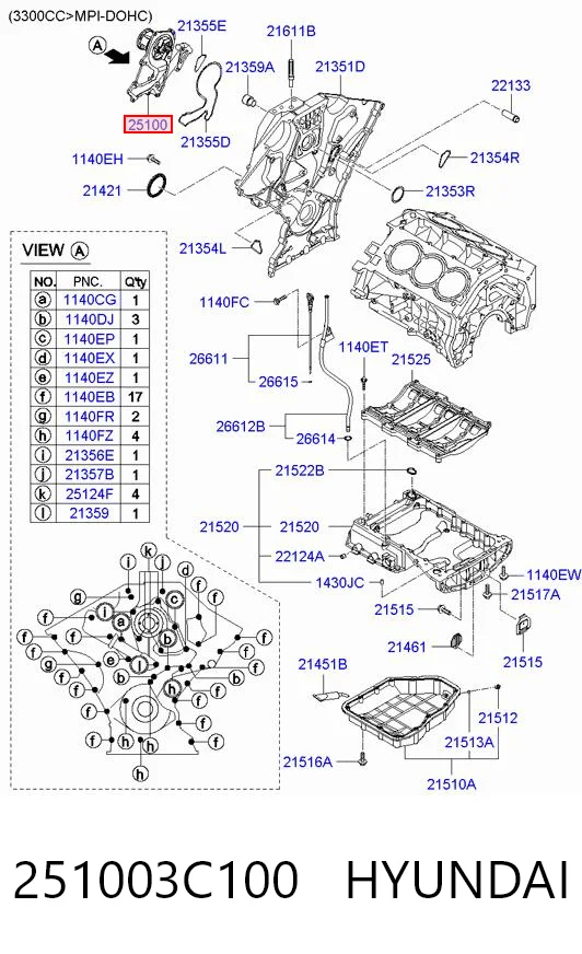 251003C100 Hyundai/Kia Насос водяной