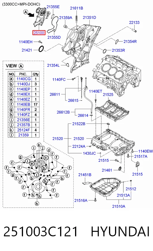 251003C121 Hyundai/Kia Насос водяной
