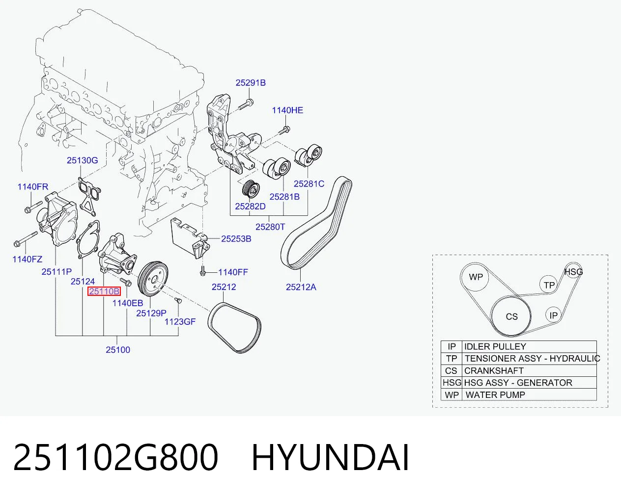 251102G800 Hyundai/Kia Насос водяной