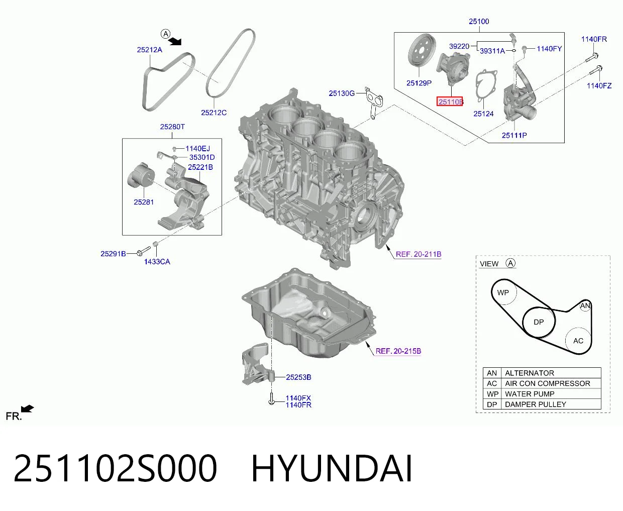 251102S000 Hyundai/Kia Насос водяной