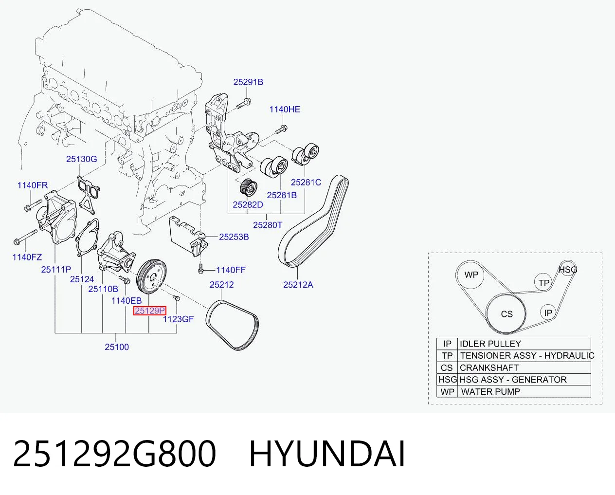 251292G800 Hyundai/Kia Шкив водяной помпы