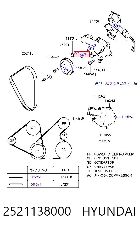 2521138000 Hyundai/Kia Шкив водяной помпы