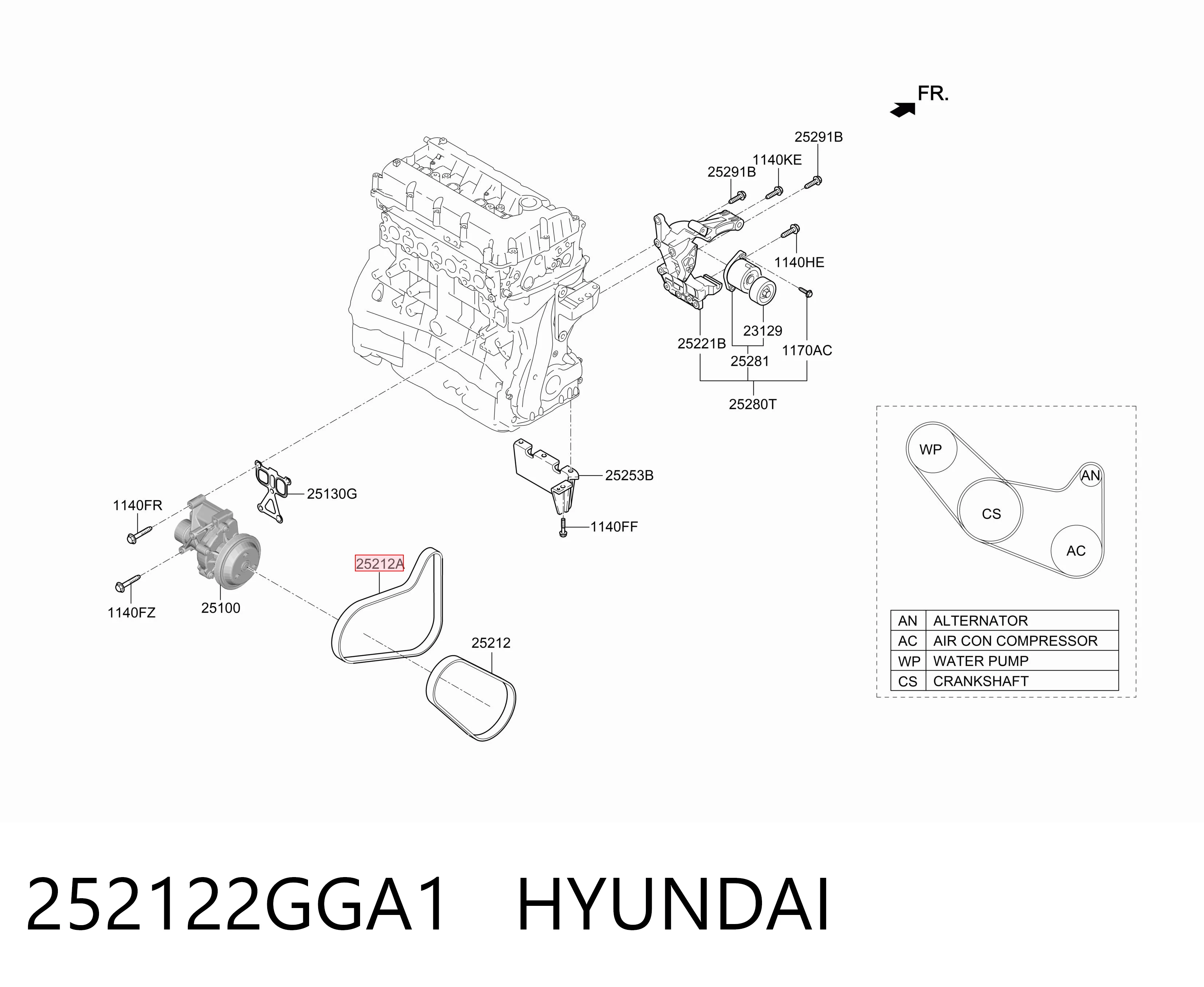 252122GGA1 Hyundai/Kia Поликлиновый ремень