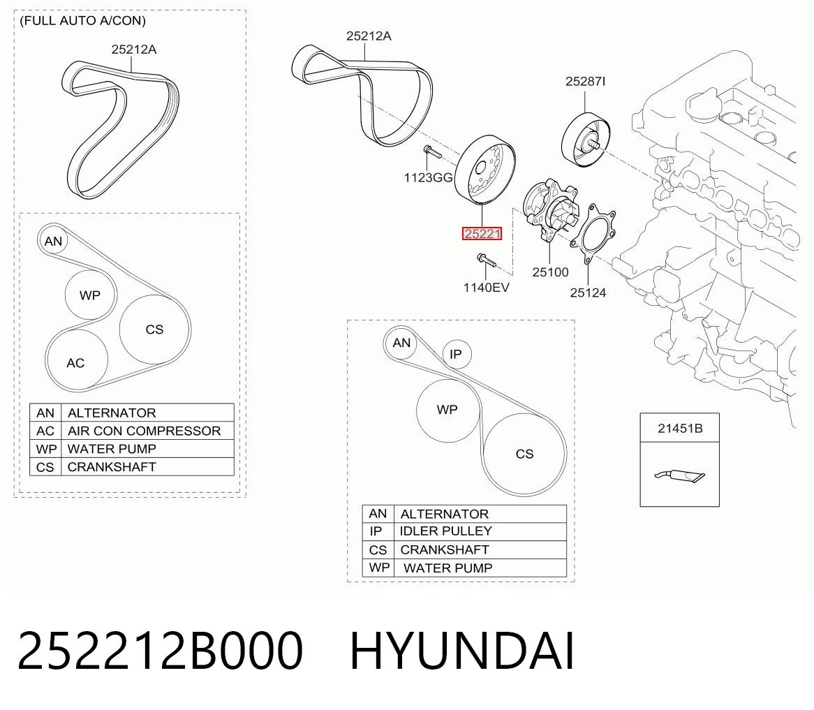 252212B000 Hyundai/Kia Шкив водяной помпы