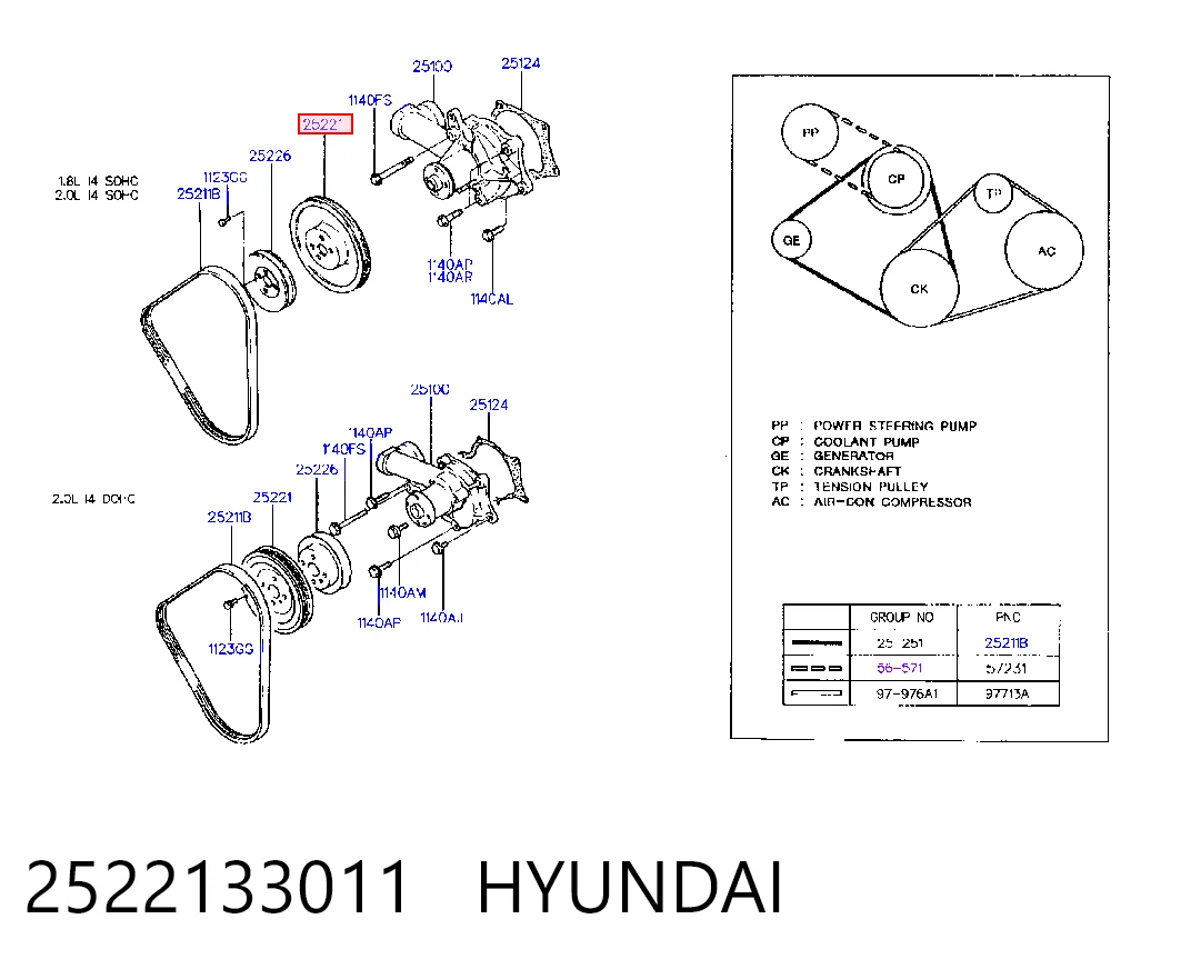 Шкив водяной помпы на Hyundai Sonata III 