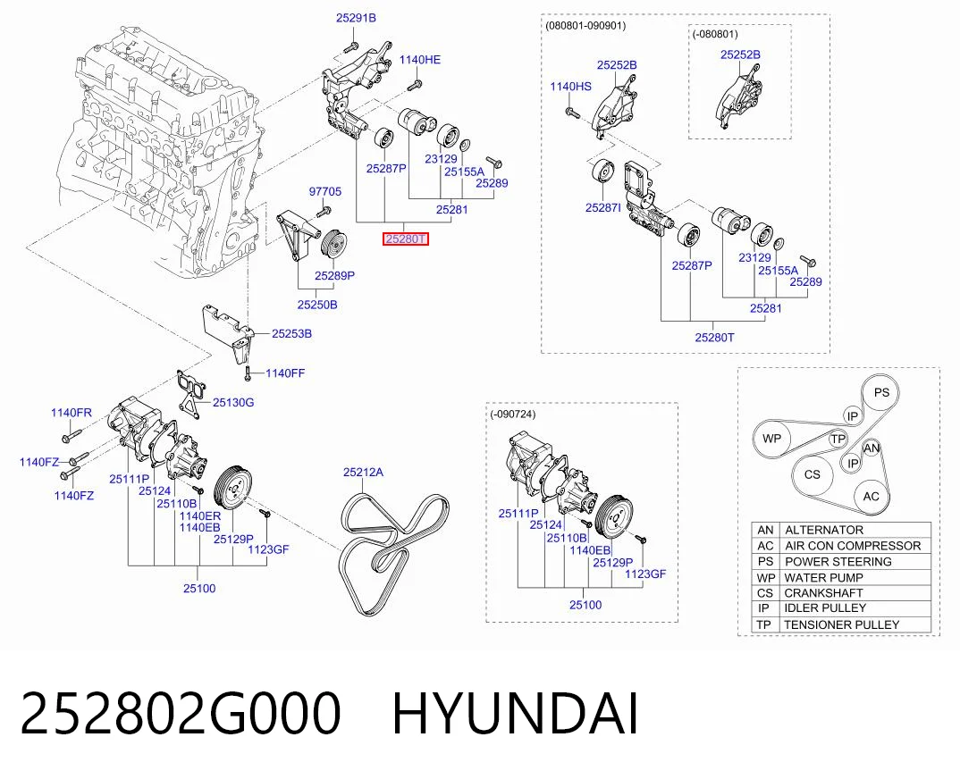 252802G000 Hyundai/Kia Натяжитель клинового ремня