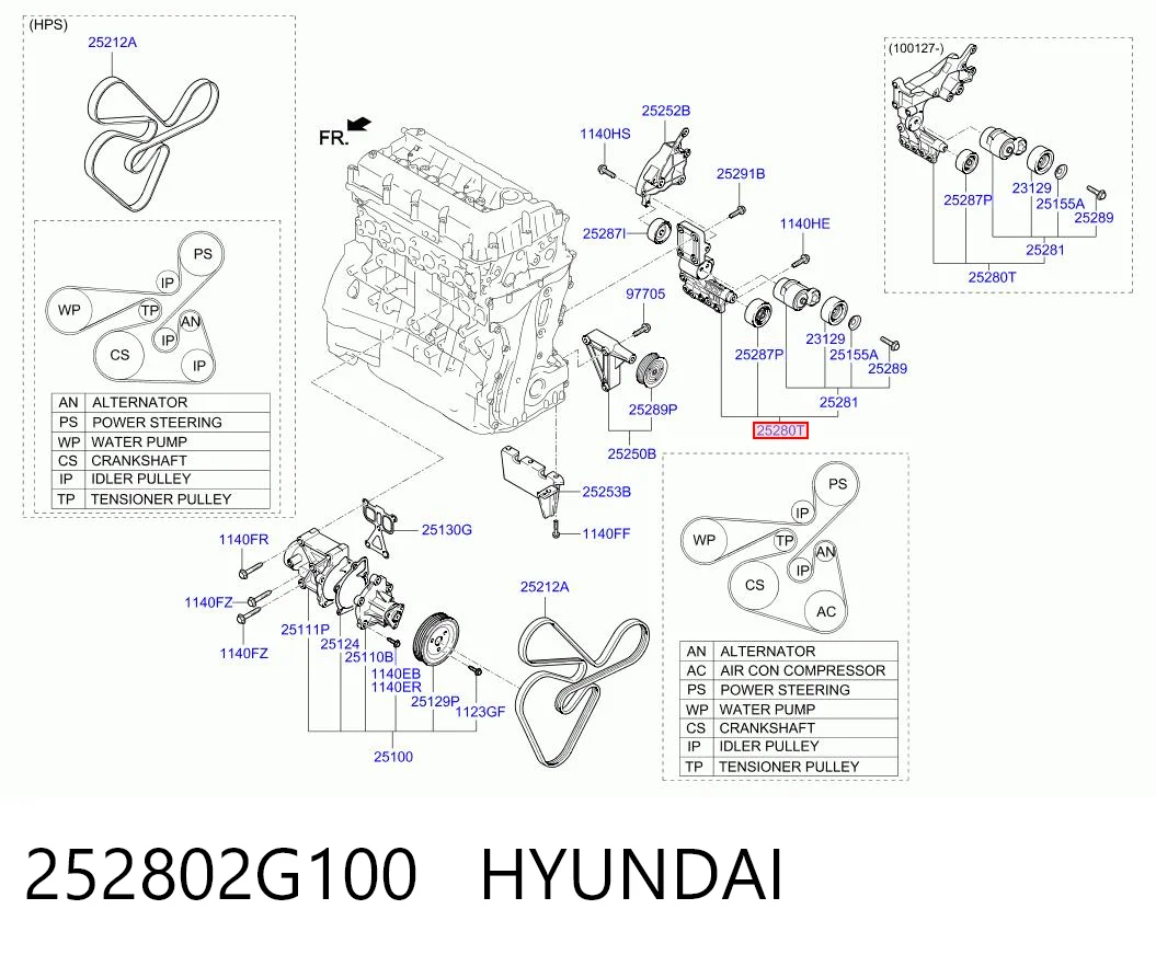 252802G100 Hyundai/Kia Кронштейн натяжителя приводного ремня