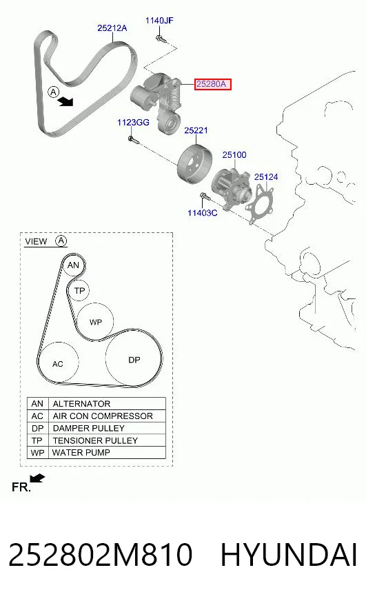 252802M810 Hyundai/Kia Натяжитель клинового ремня