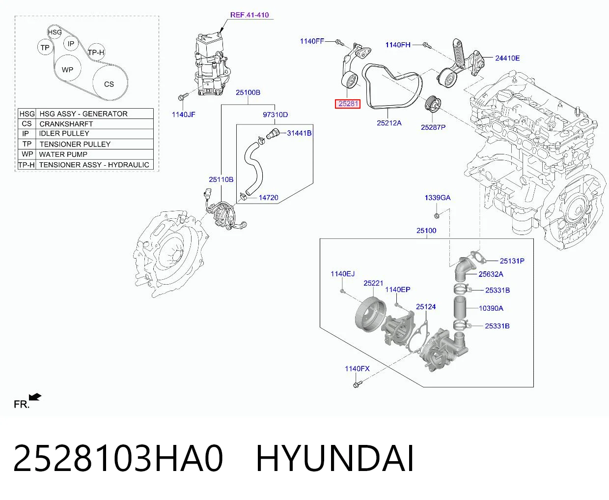 2528103HA0 Hyundai/Kia Ролик натяжителя ремня ГРМ