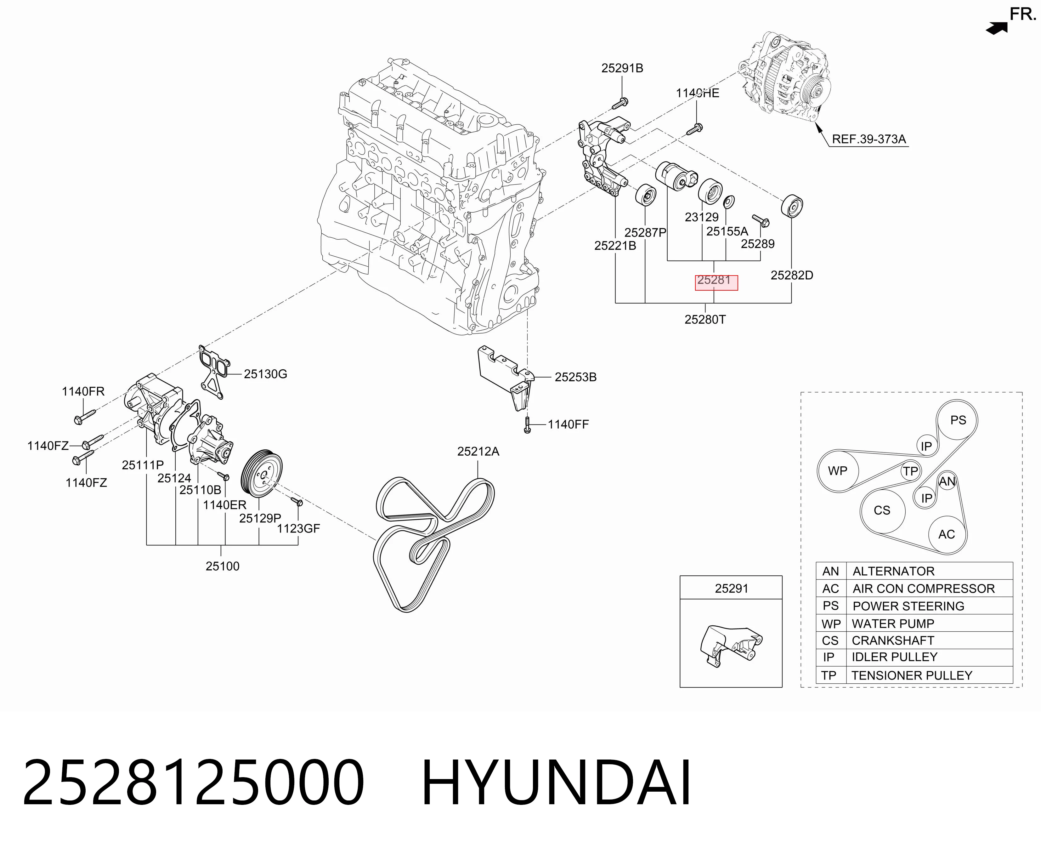 2528125000 Hyundai/Kia Натяжитель клинового ремня