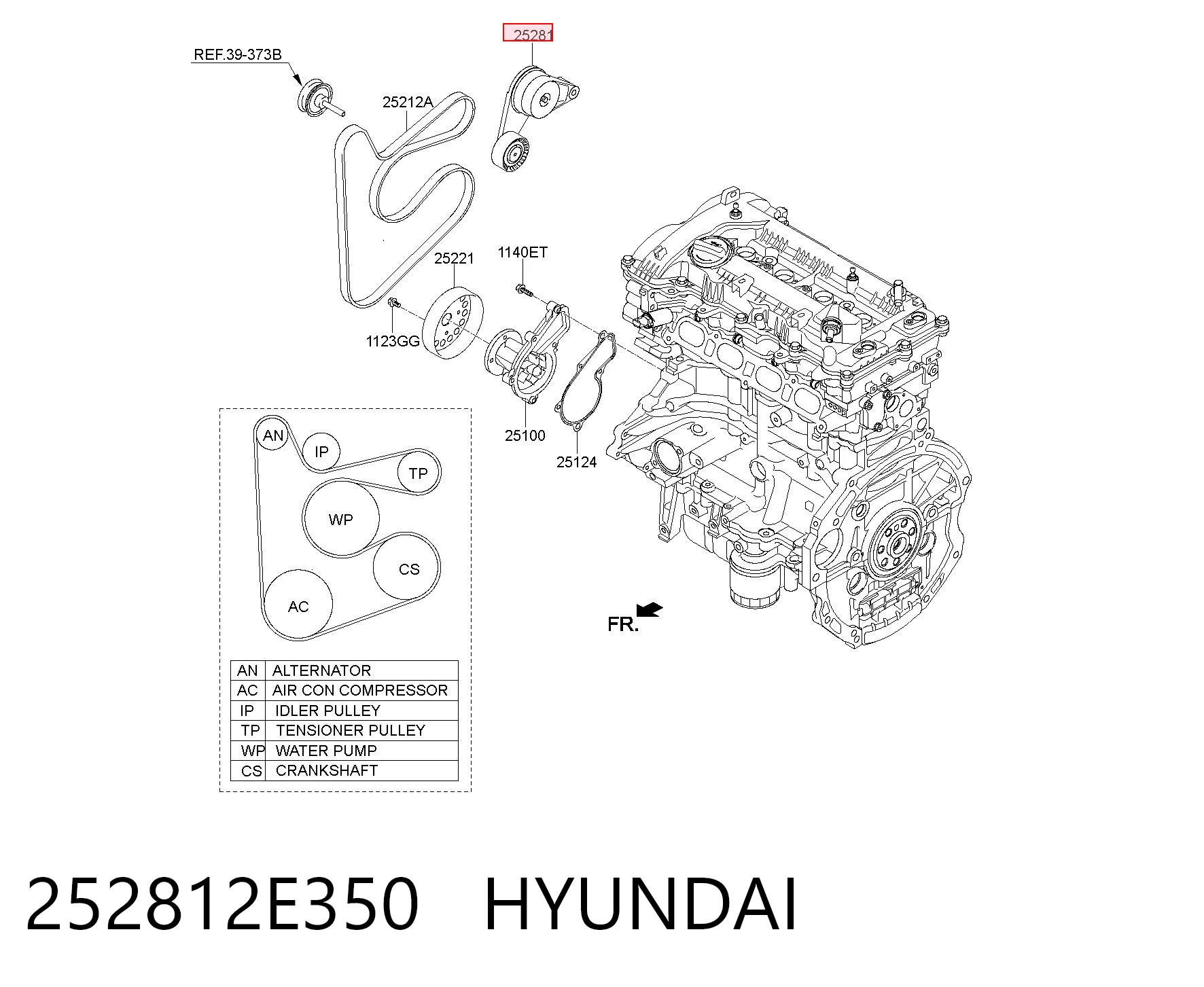 252812E350 Hyundai/Kia Натяжитель клинового ремня